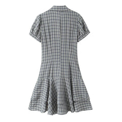 Plaid Ruffled Short Dresses