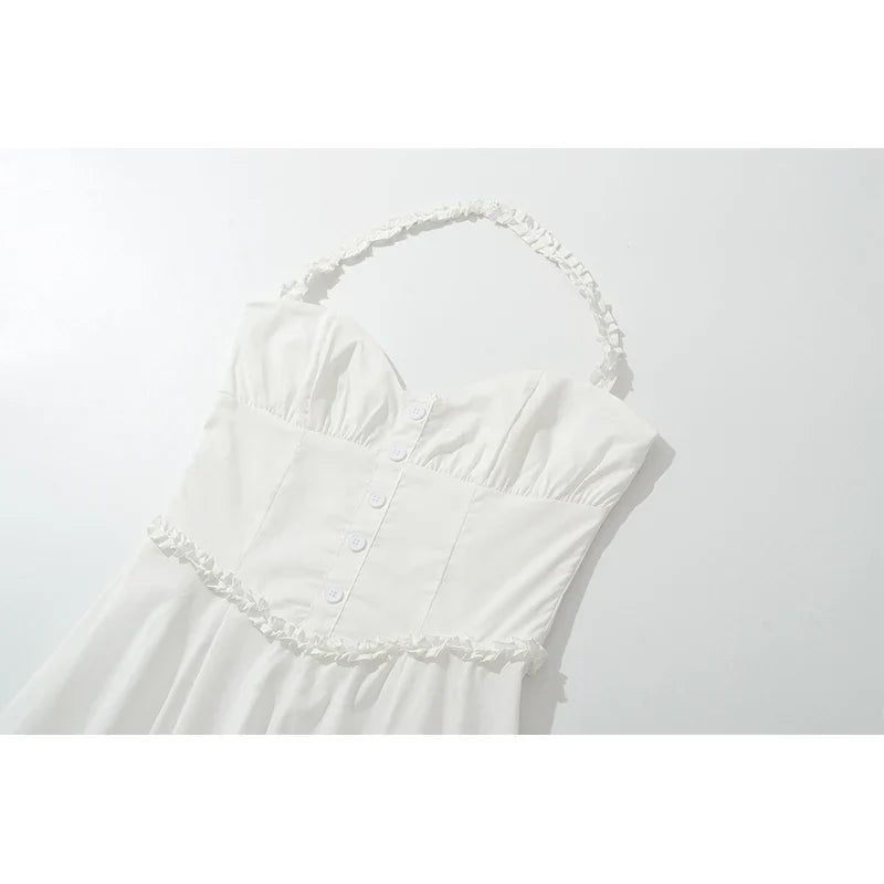 Sexy Backless Halter White Dresses