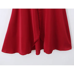 Wine Red Corset Spaghetti Strap Midi Sexy Dresses