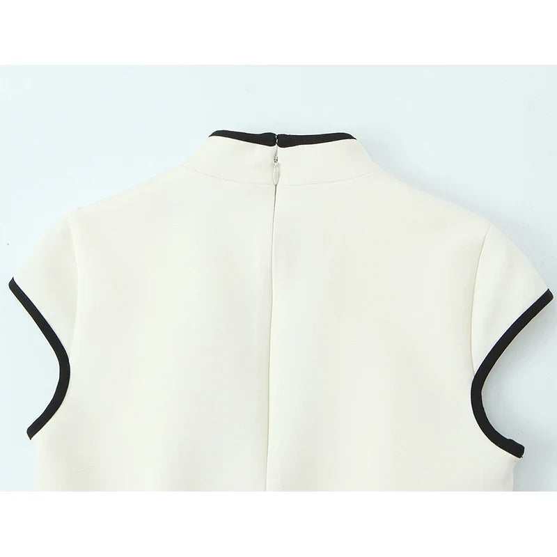 White Cheongsam Inspired Mini Dresses