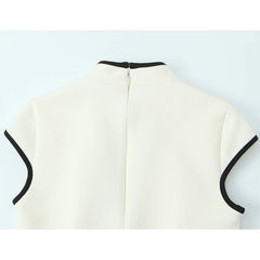 White Cheongsam Inspired Mini Dresses