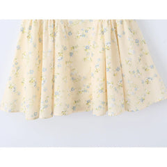 French Yellow Floral Print Sexy Sling Holiday Dresses
