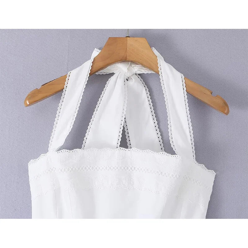 White Halter Mini Dresses
