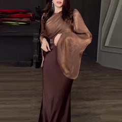 O-neck Slim Satin Dresses