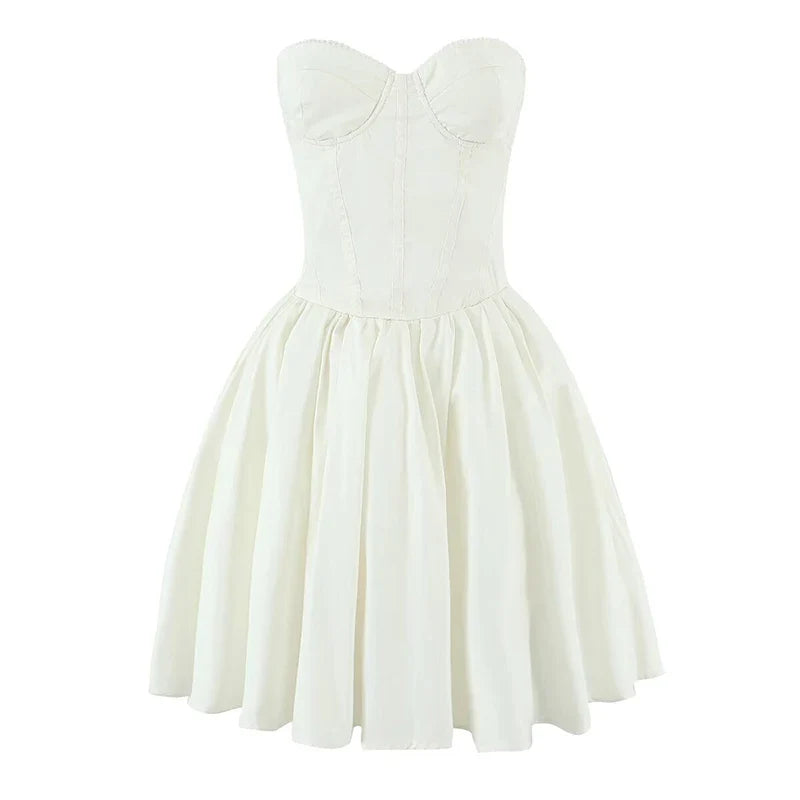 Sexy Beige Mini Strapless Dresses