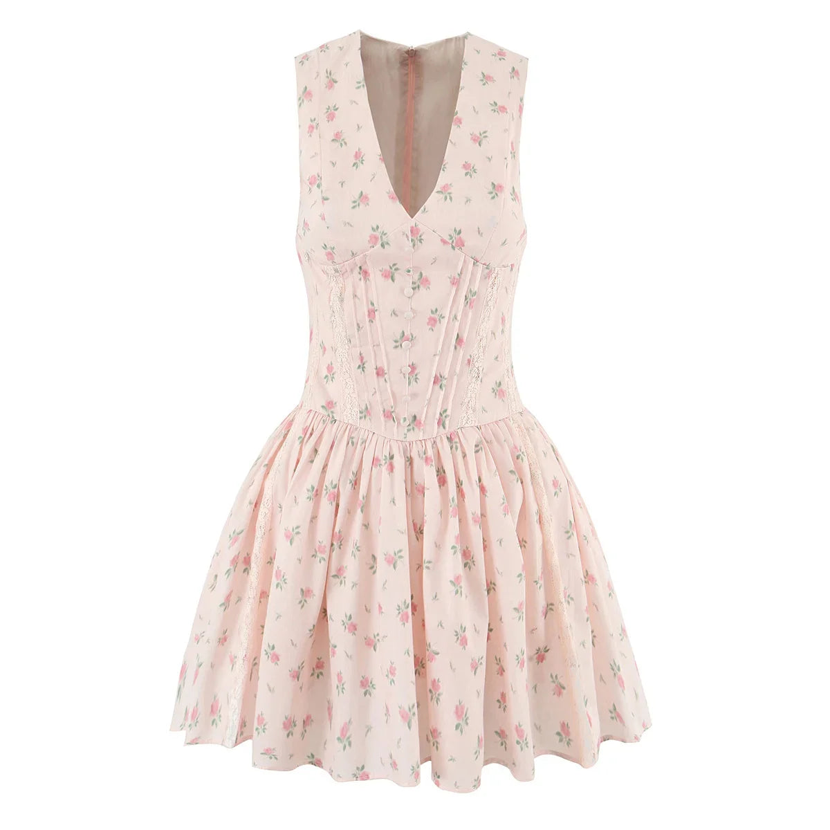Sweet Pink Floral Print Tank Mini Dresses