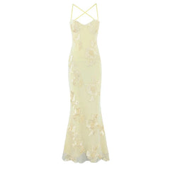 Spaghetti Straps Elegant Evening Party Long Dresses For Bandage Backless Sexy Slim Mermaid Dresses