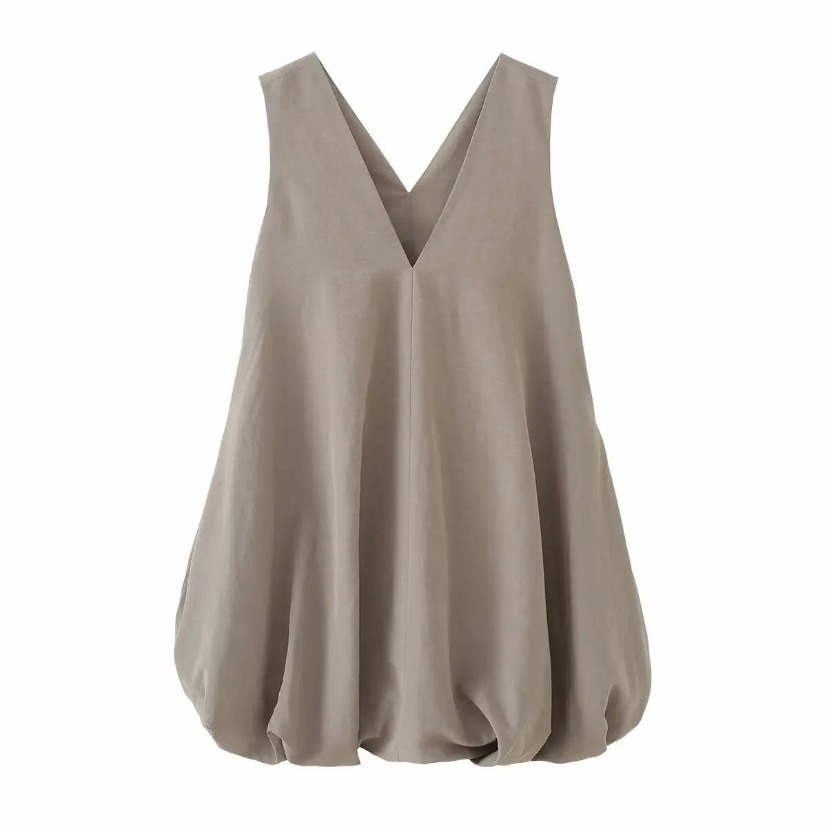 Solid V Neck Sleeveless Dresses