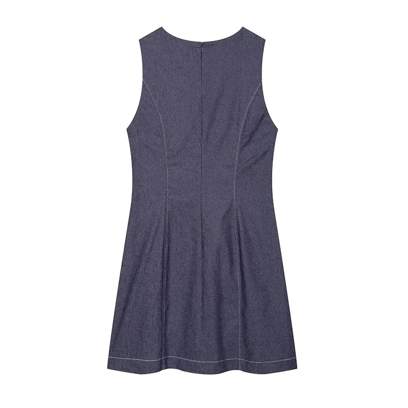 Minimalist Chinese Style Denim Dresses