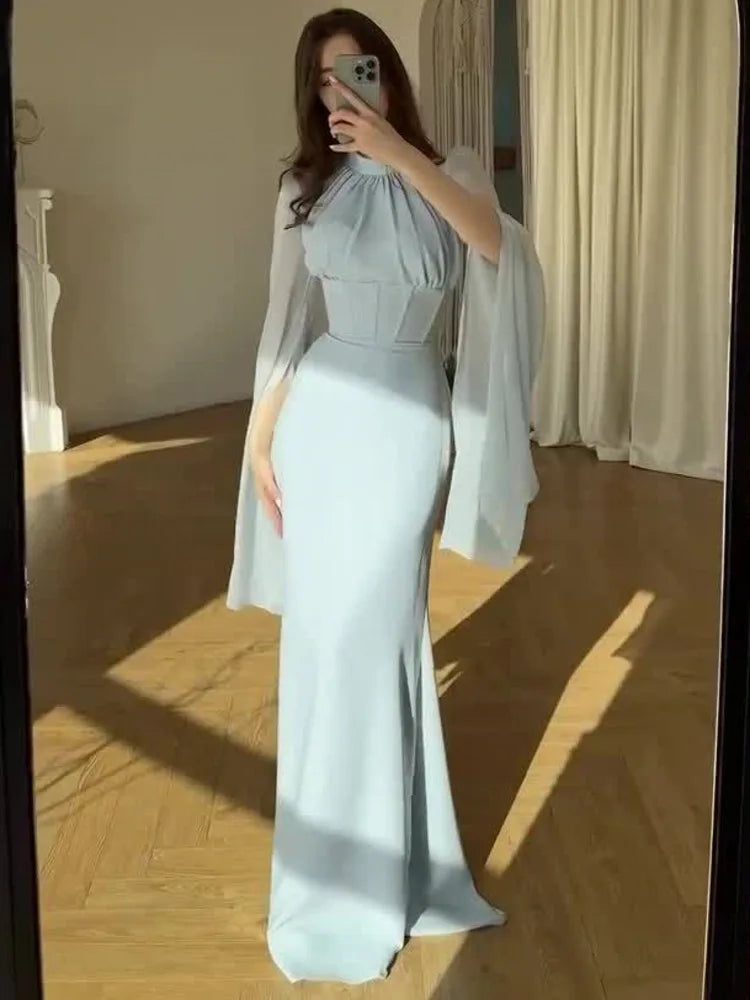 Autumn Elegant and Stylish Flowing Dress, Long-Sleeved Long Dresses