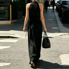 V-neck Drawstring Loose Maxi Dresses