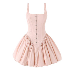 Pink Corset Style Bubble Mini Dresses
