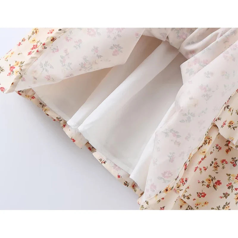 Summer French Sweet Floral Corset Mini Dresses