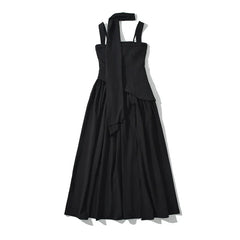 Sexy Slit Elegant With Scarf Sling Party Dresses Lace Up Bandage Back Fit And Flare Dresses