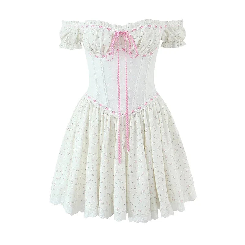 Beautiful Girl Floral Print Sexy Off Shoulder Dresses