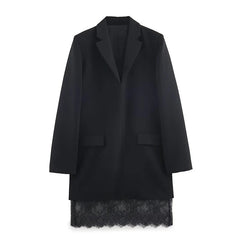 Lace Trim Black Blazer Dresses