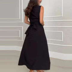 Office Ladies Lapel High Waist Long Dresses