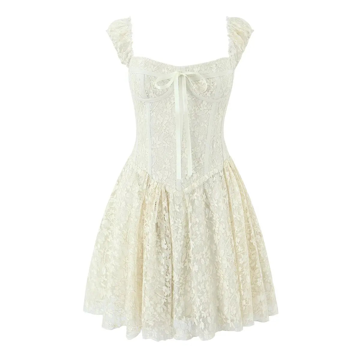 French Romantic Lace Floral Mini Dresses