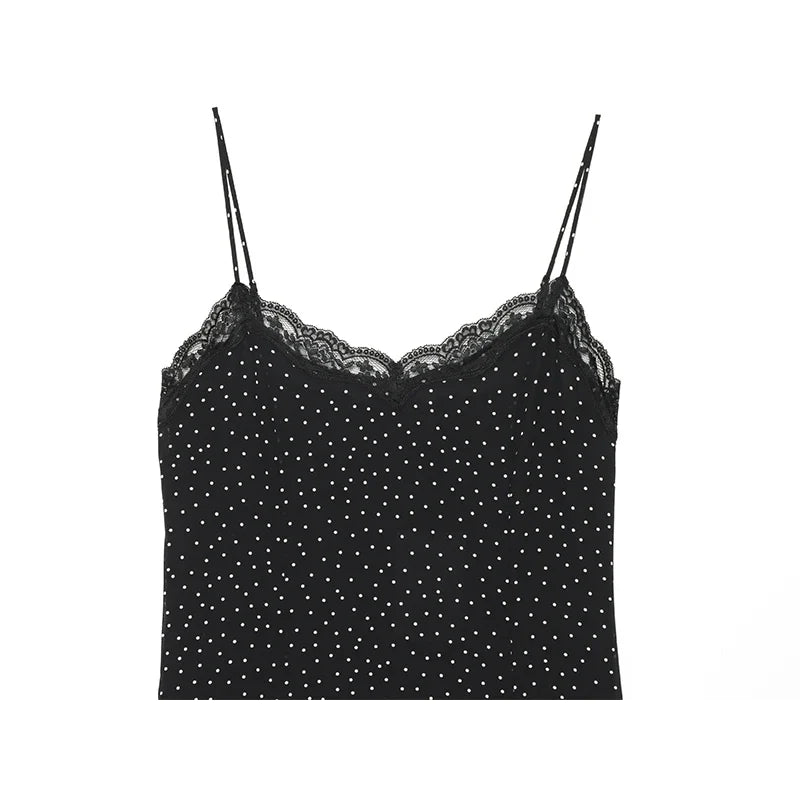 Summer Sexy Spaghetti Straps Polka Dot Midi Dresses