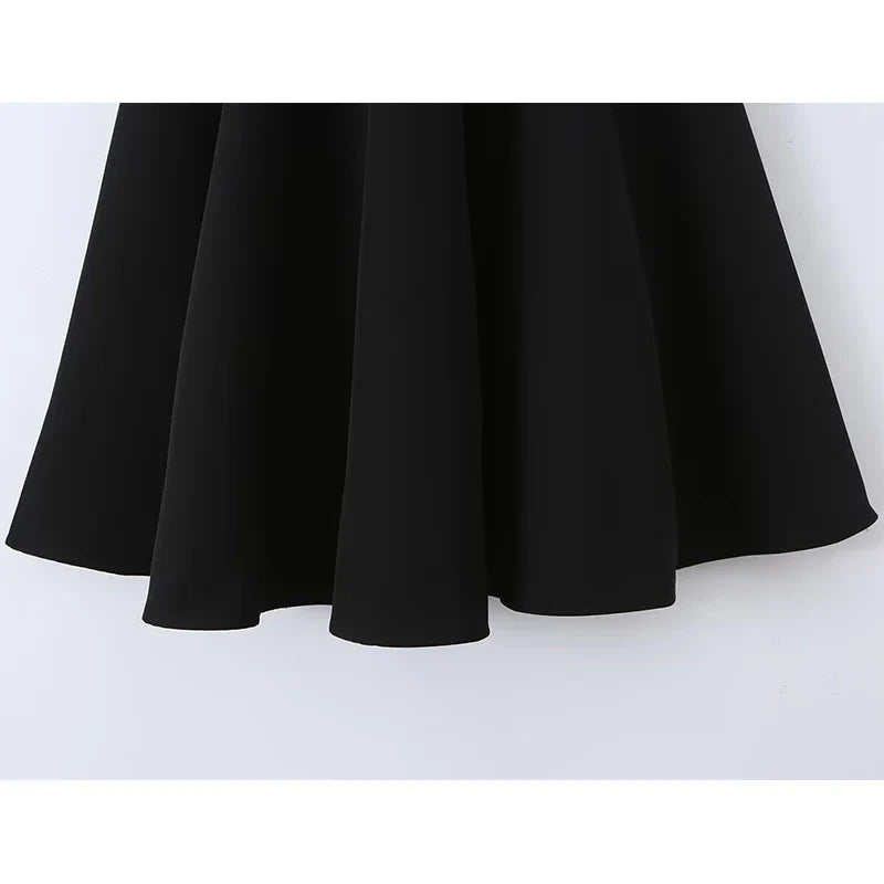 Black Square Neck Midi Dresses