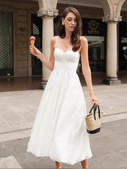 Fashionable Simple Sleeveless Pleated Waist Dresses
