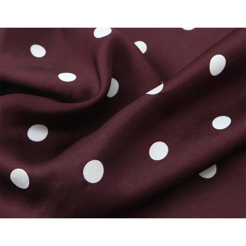 Vintage Elegant Polka Dot Dresses Short Sleeve A-line Midi Summer Dresses