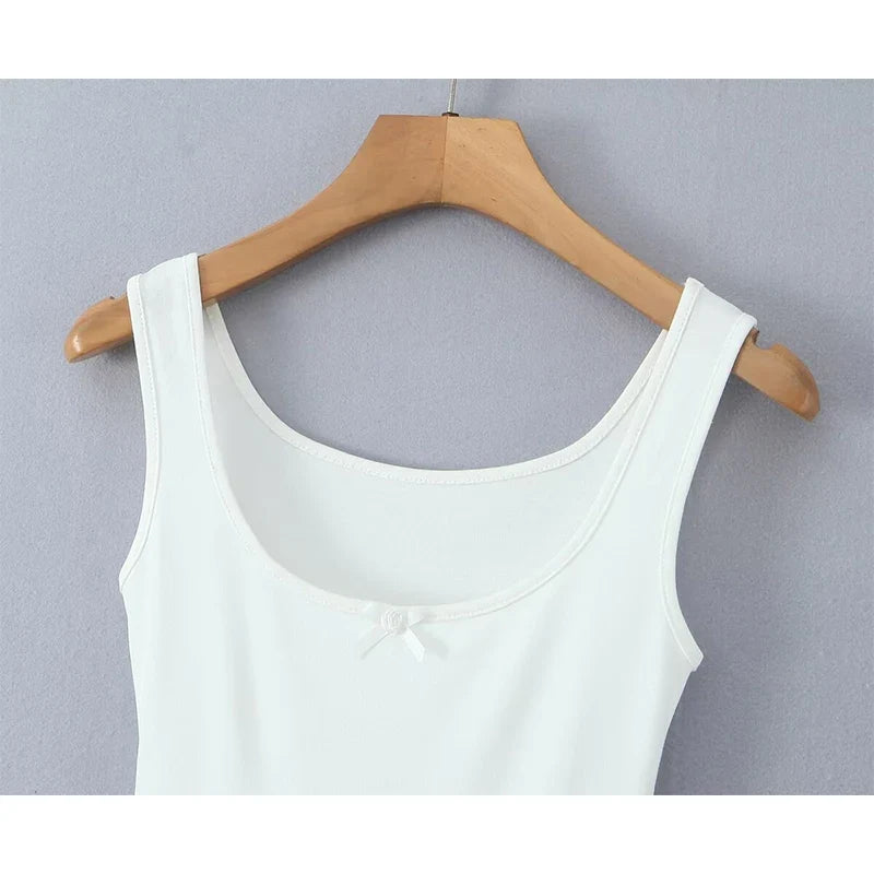 Layered Ruffle Hem White Tank Dresses