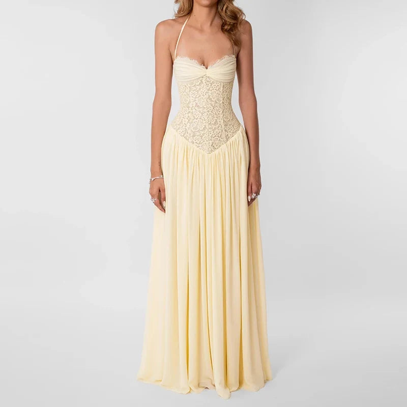Lace Embroidery Patchwork Summer Long Dresses