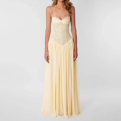 Lace Embroidery Patchwork Summer Long Dresses