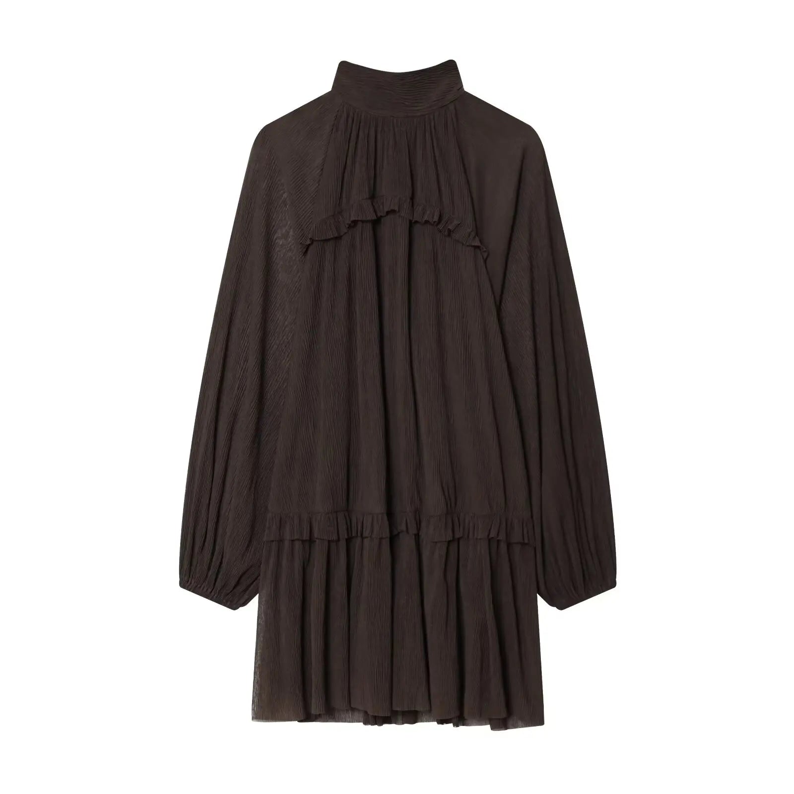Long Sleeve High Neck Short Spring Dresses Female Casual Vestidos