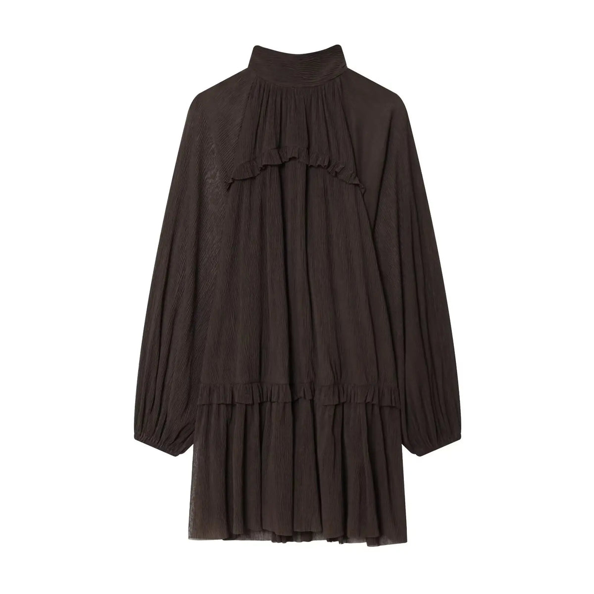 Long Sleeve High Neck Short Spring Dresses Female Casual Vestidos