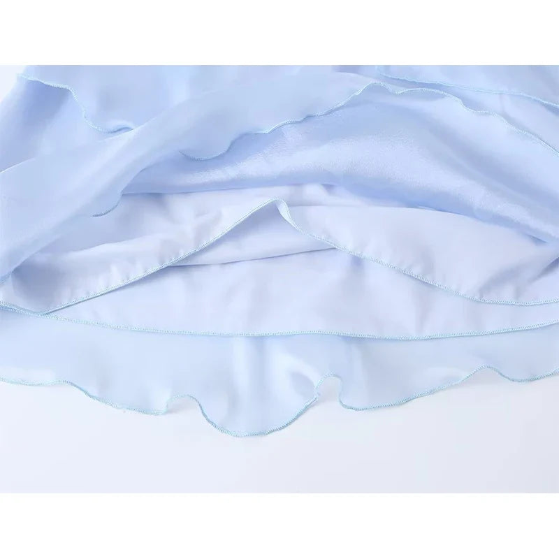 Light Blue Halter Neck Mini Dresses