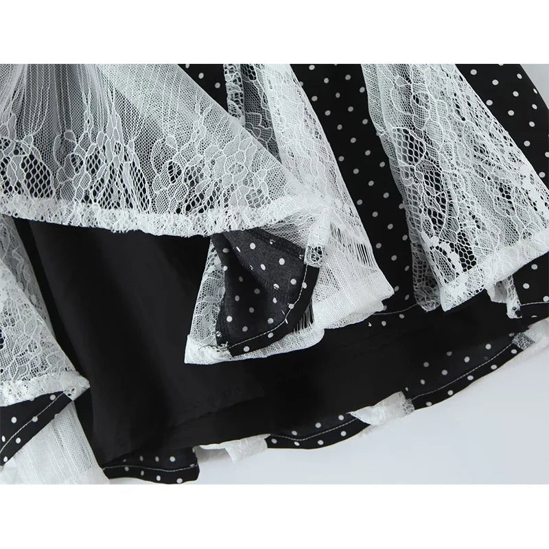 Spice Girls Lace Patchwork Polka Dot Halter Sexy Dresses