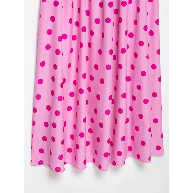 Pink Polka Dot Midi Dresses