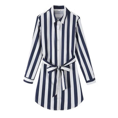 Summer Vintage Striped Shirt Dresses