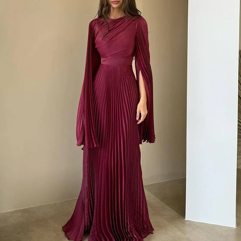 Elegant Solid Color Pleated Robe Dresses