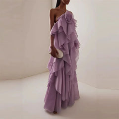 Sexy Halter Flower Swing Long Dresses