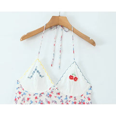 Sexy Backless Floral Print Halter Mini Dresses