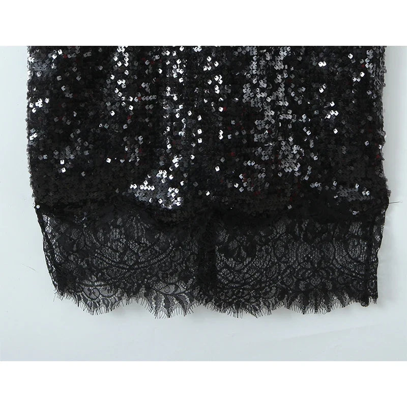 Deep V Neck Sequin Tank Long Sexy Dresses