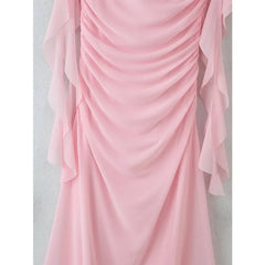 Romantic Pink Mesh Maxi Dresses