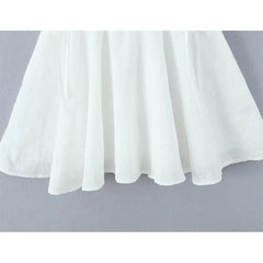 Floral Embroidery Sleeveless White Mini Dresses
