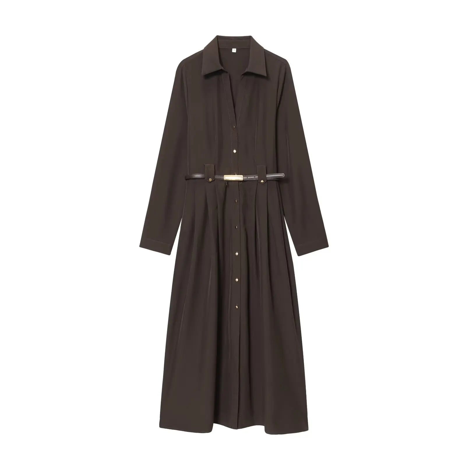 High Quality Elegant With Belt Long Shirt Dresses