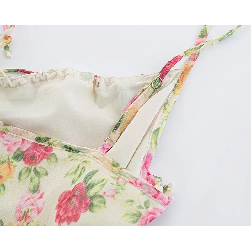 Floral Print Spaghetti Strap Sexy Dresses