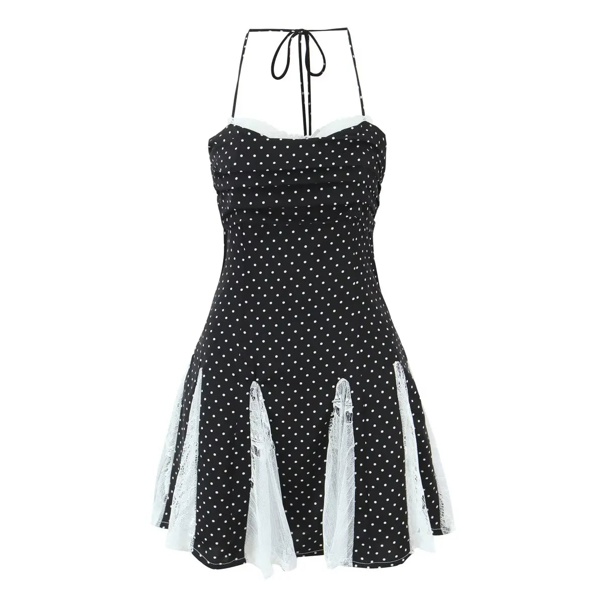 Spice Girls Lace Patchwork Polka Dot Halter Sexy Dresses