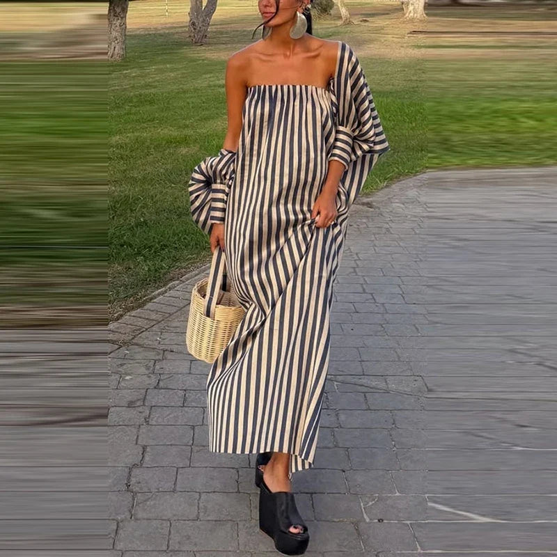 Striped Satin Spring Summer Dresses