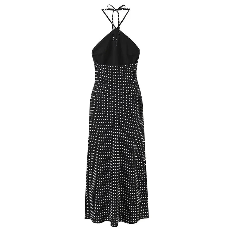 Sexy Backless Halter Polka Dot Dresses For Summer Holiday Pencil Dresses