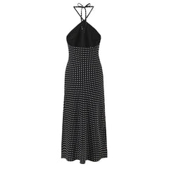 Sexy Backless Halter Polka Dot Dresses For Summer Holiday Pencil Dresses