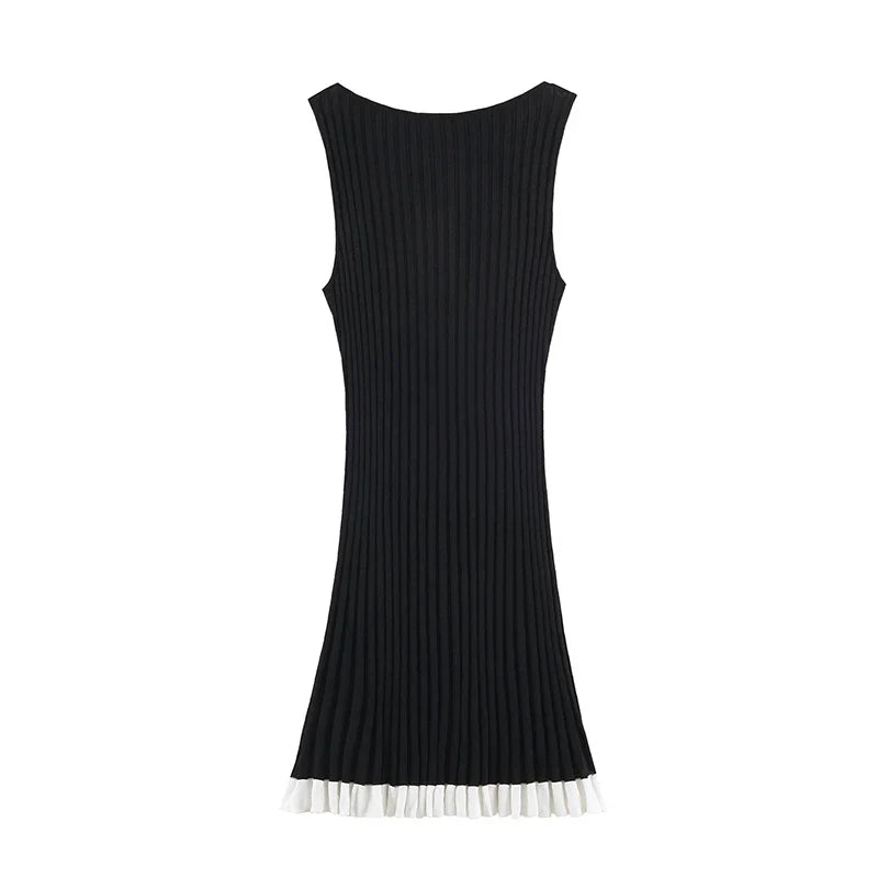 Sleeveless Vertical Ribbed Knit Mini Dresses