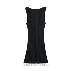 Sleeveless Vertical Ribbed Knit Mini Dresses
