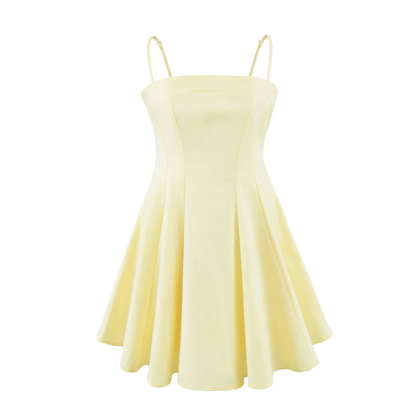 Summer Yellow Spaghetti Strap Mini Dresses